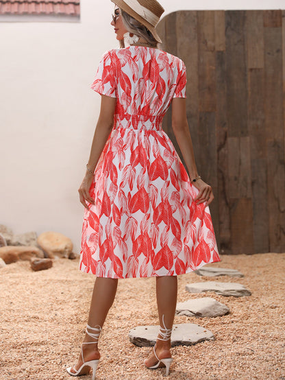 Women's Summer Floral Print Short Sleeve Dress