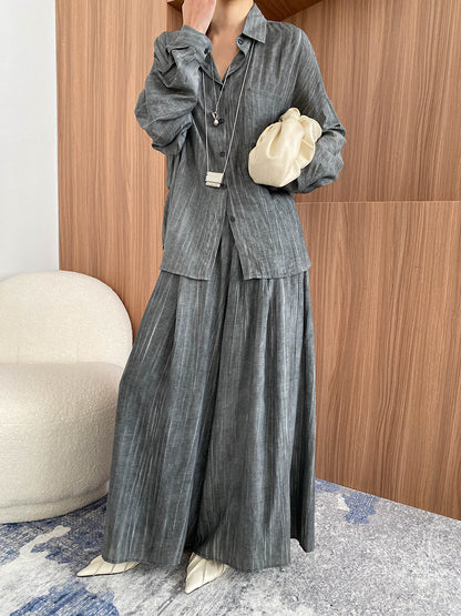 Tencel Lyocell Tie-Dye Relaxed Shirt & Culottes Two-Piece Set