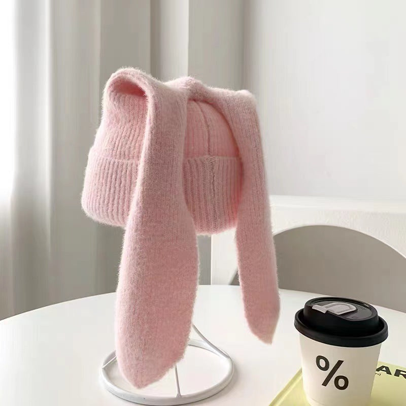 Long Ear Bunny Knit Hat – Winter Warm, Soft Faux Mink Yarn, Cute & Cozy Women’s Beanie