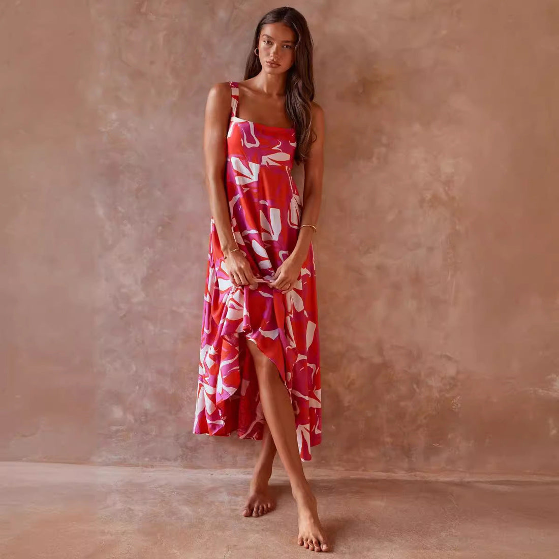 Casual Summer Floral Print Long Maxi Dresses