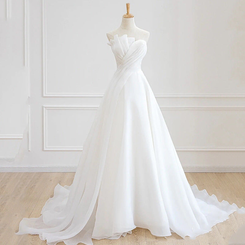 Off-the-Shoulder Mermaid Wedding Dress with Train