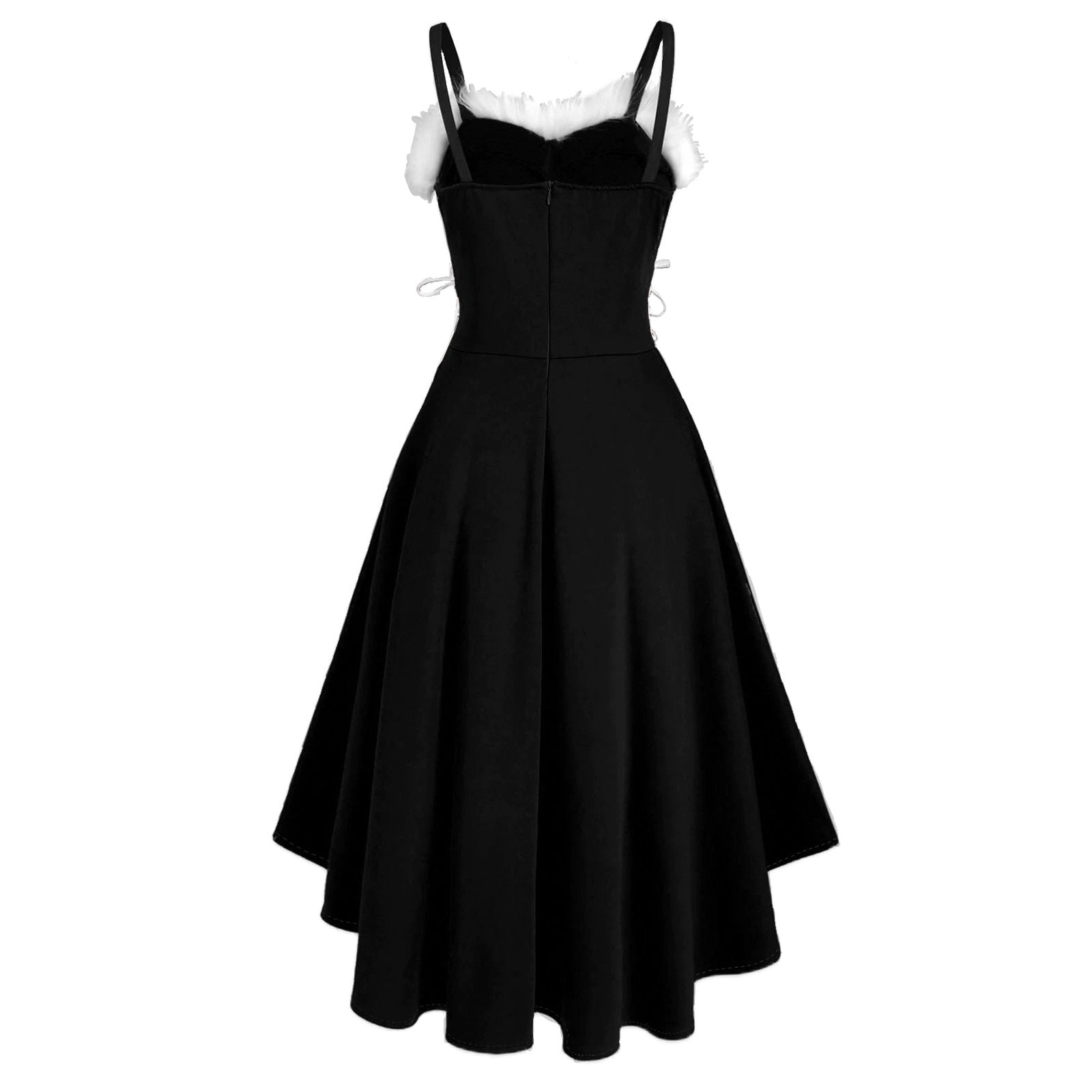 Christmas Party Bunny Outfit - Faux Fur Trim Off-Shoulder Bow Dress
