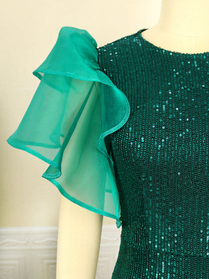 Sexy See Through Green Evening Party Dresses-Dresses-Free Shipping at meselling99