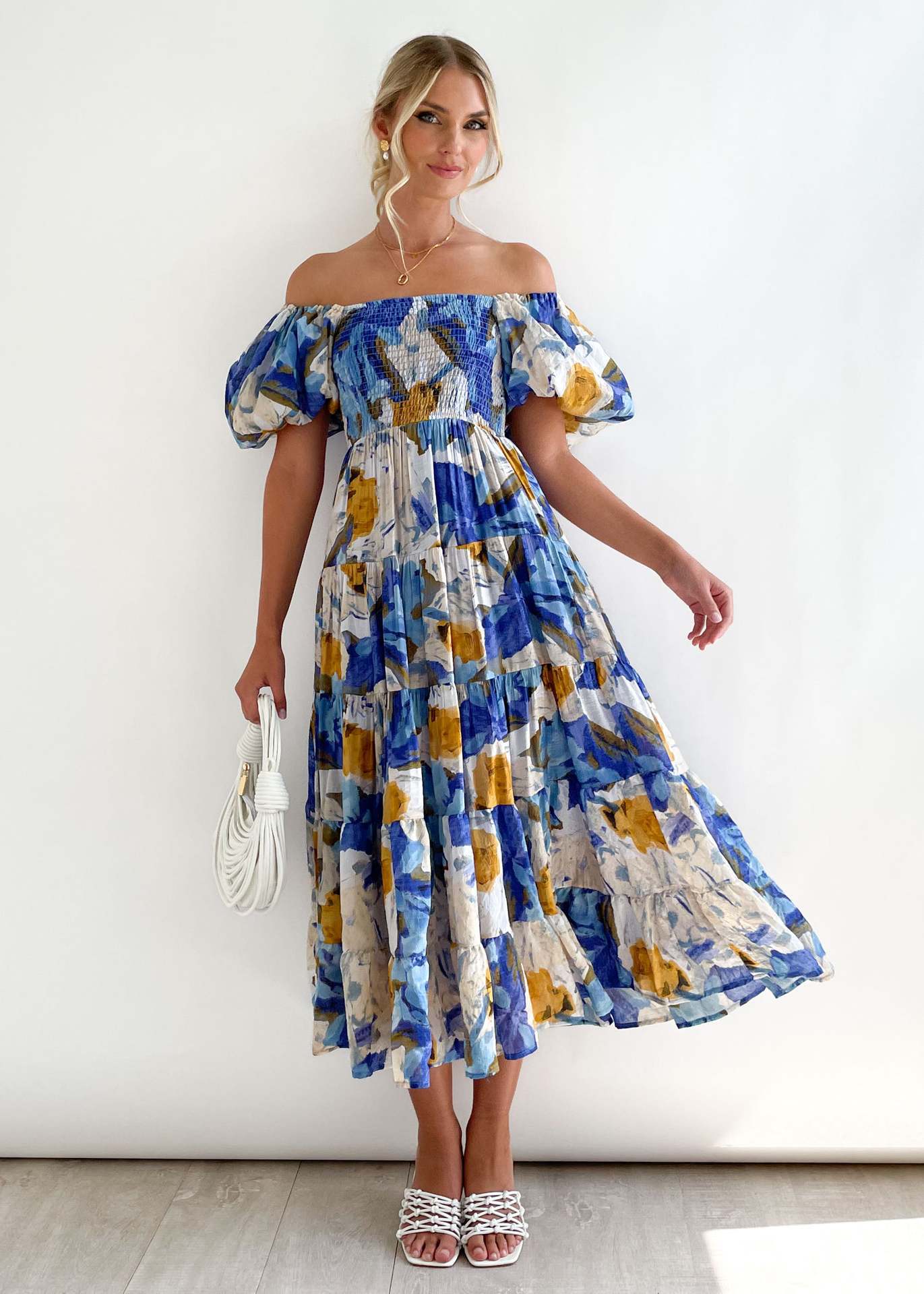 Women's Off-Shoulder Lantern Sleeve High Waist Summer Dress-red-S-Free Shipping Leatheretro
