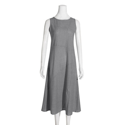 Women's Striped Sleeveless V-Neck Slim-Fit Plus Size Dress