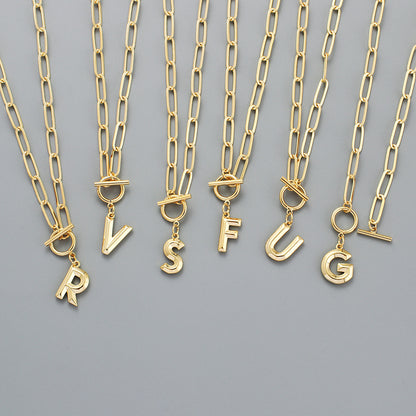 Bridesmaid Gifts Alphabet Necklace Golden Hip-hop Necklace  26 Letter Pendant Necklaces