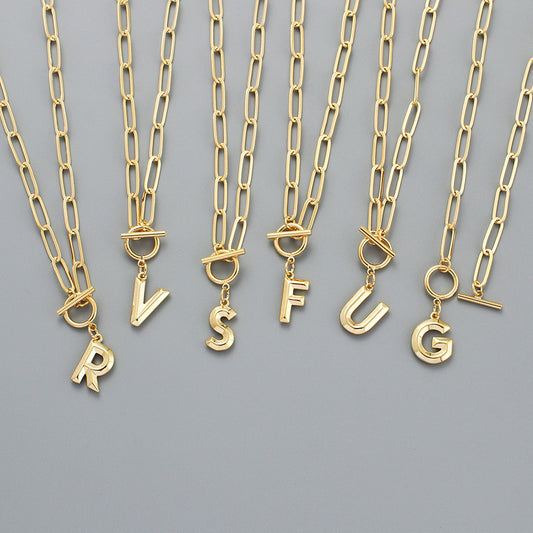 Bridesmaid Gifts Alphabet Necklace Golden Hip-hop Necklace  26 Letter Pendant Necklaces