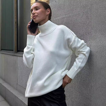 Fashion High Neck Casual Lazy Knitted Pullover Sweaters