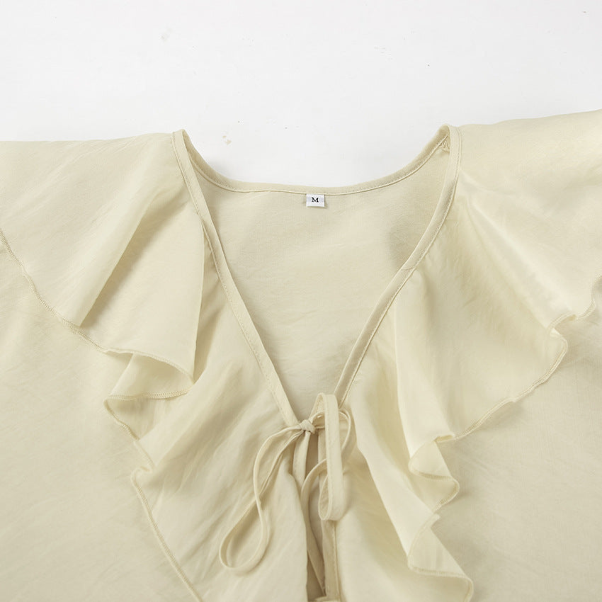 Women's V-Neck Flowy Blouse & Shorts Set