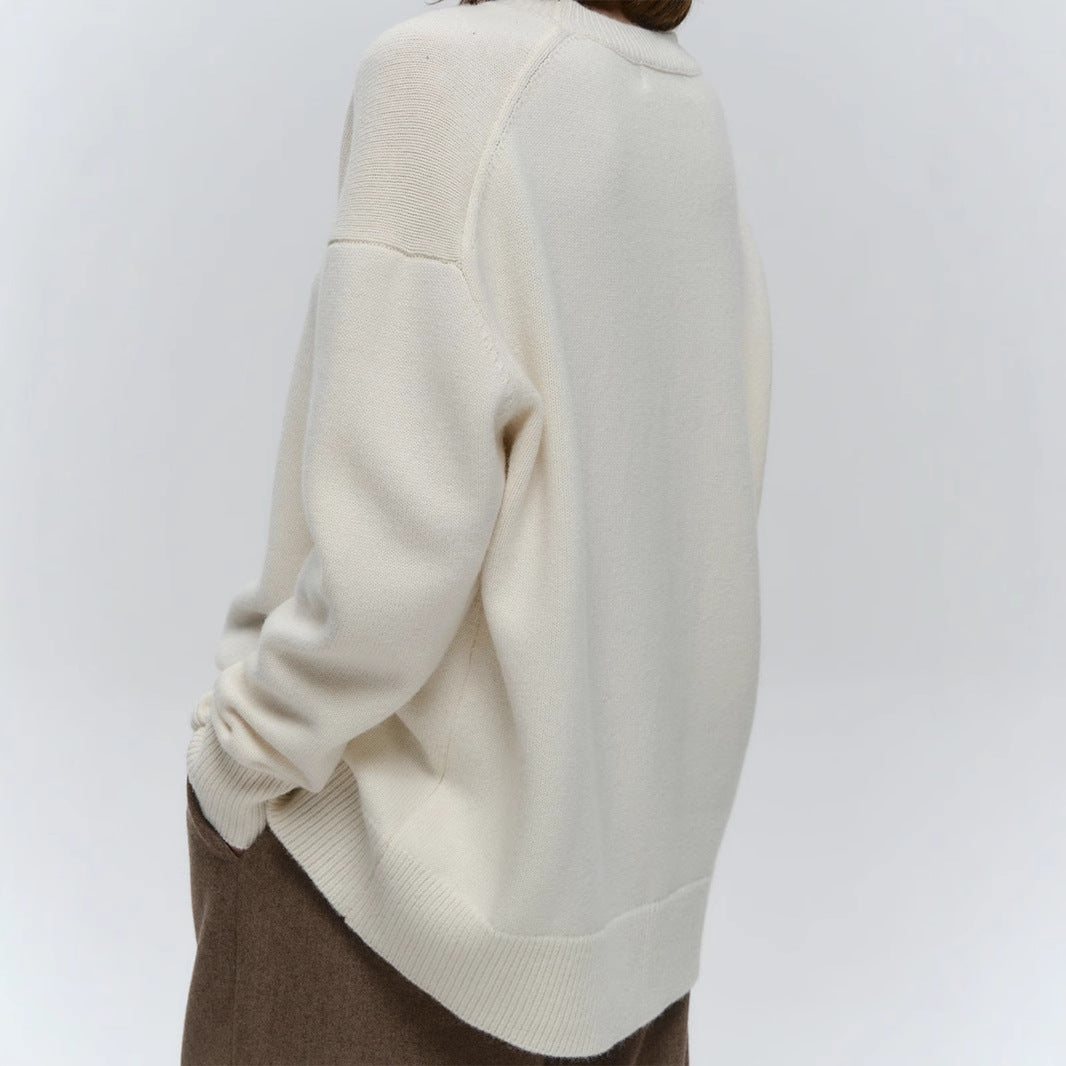 Classic Relaxed-Fit Dark Crewneck Sweater