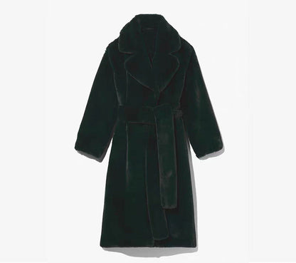 Long Plush Rabbit Hair & Mink Fur-Like Coat