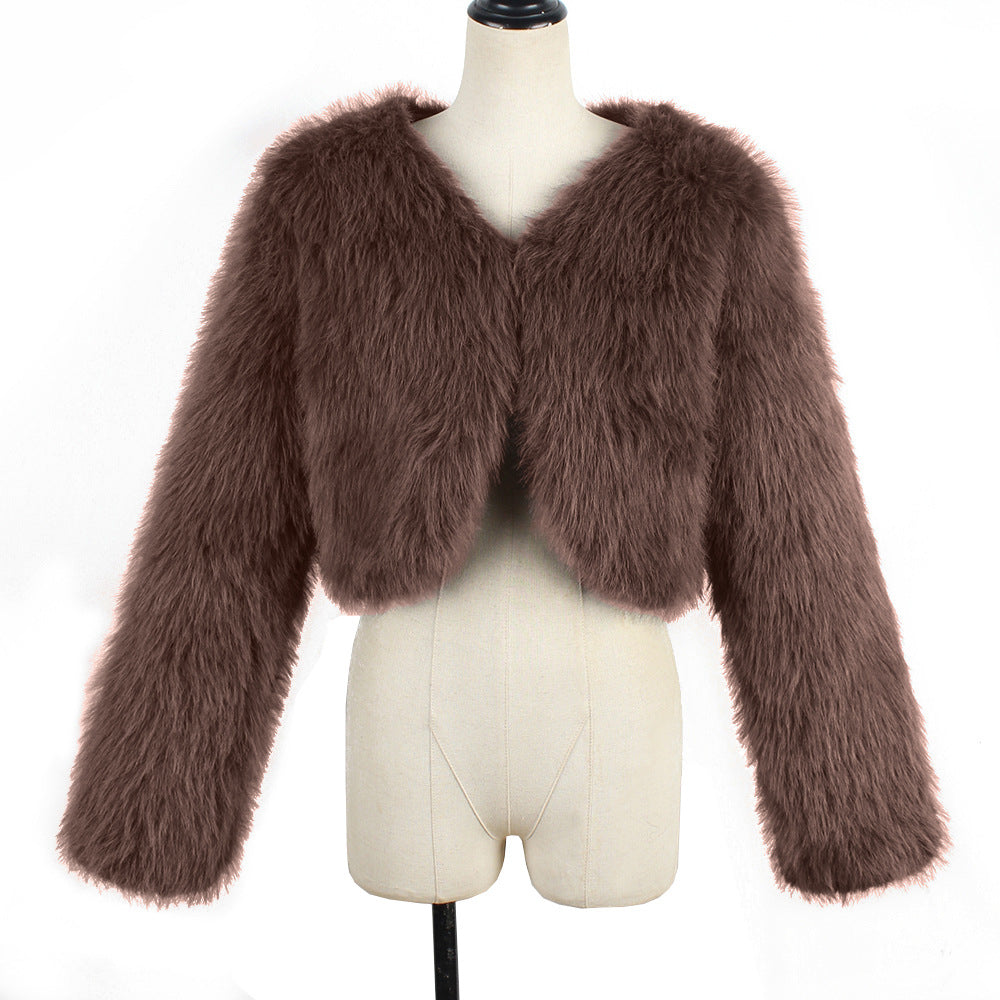 Fashionable Casual Women's Faux Fur Jacket