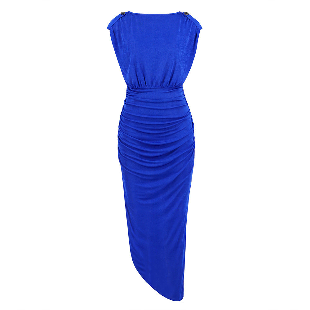 Sexy Pleated Night Party Dresses-Dresses-LQ587-lan-M-Free Shipping at meselling99
