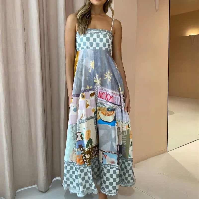 Elegant High-Waist Floral Print Sundress