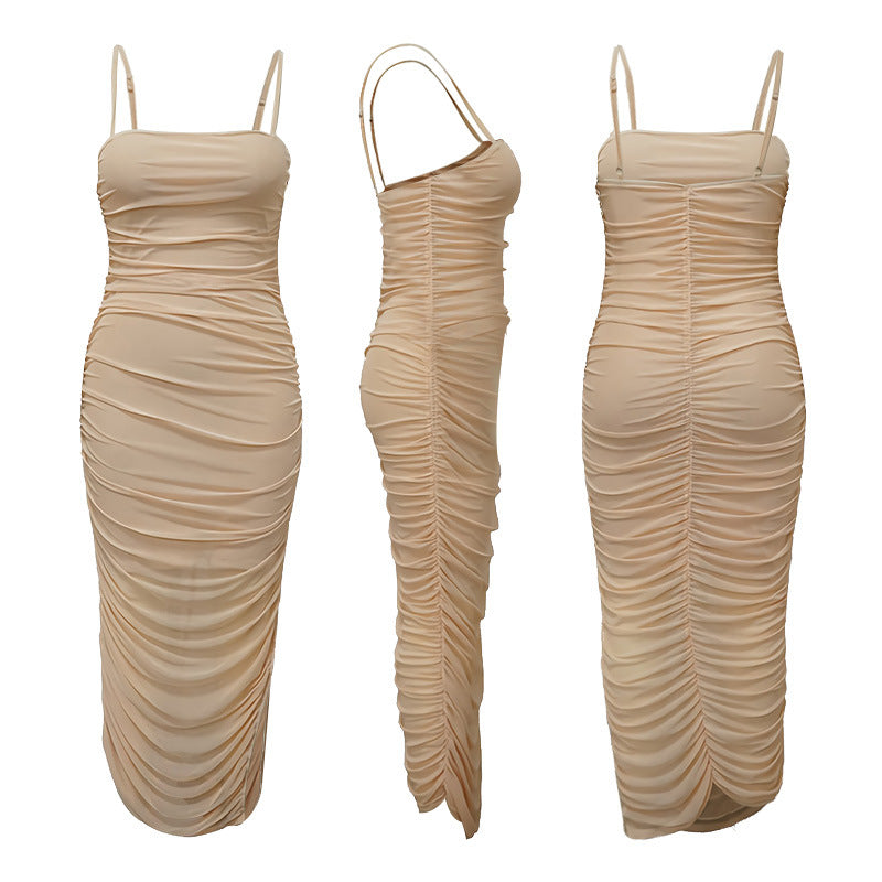 Sexy Split Front Pleated Long Party Dresses-Dresses-Free Shipping at meselling99