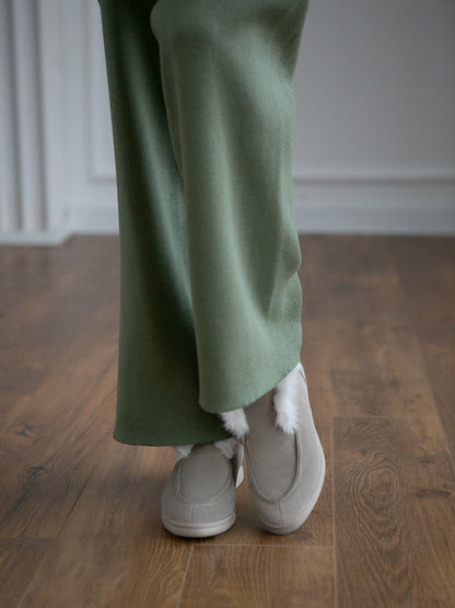 Casual High Neck Knitted Two Pieces Women Suits