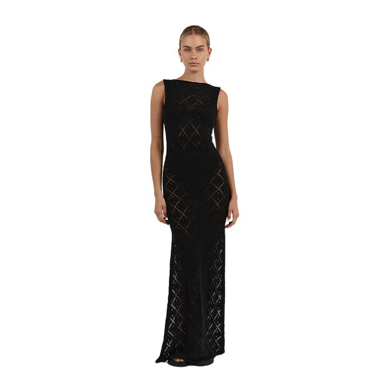 Sexy See Through Knitted Long Dresses for Women