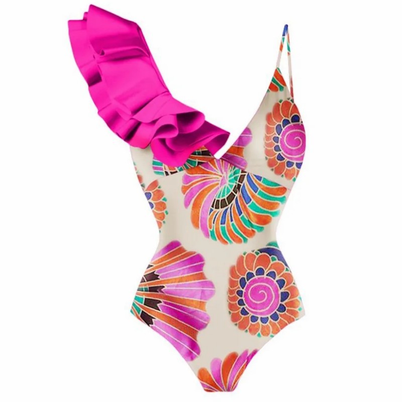 Retro Print One-Piece Swimsuit & Cover-Up Dress
