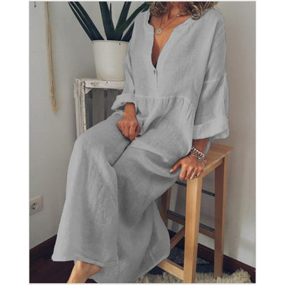 Plus Size Casual Printed Long Sleeve Dress for Women
