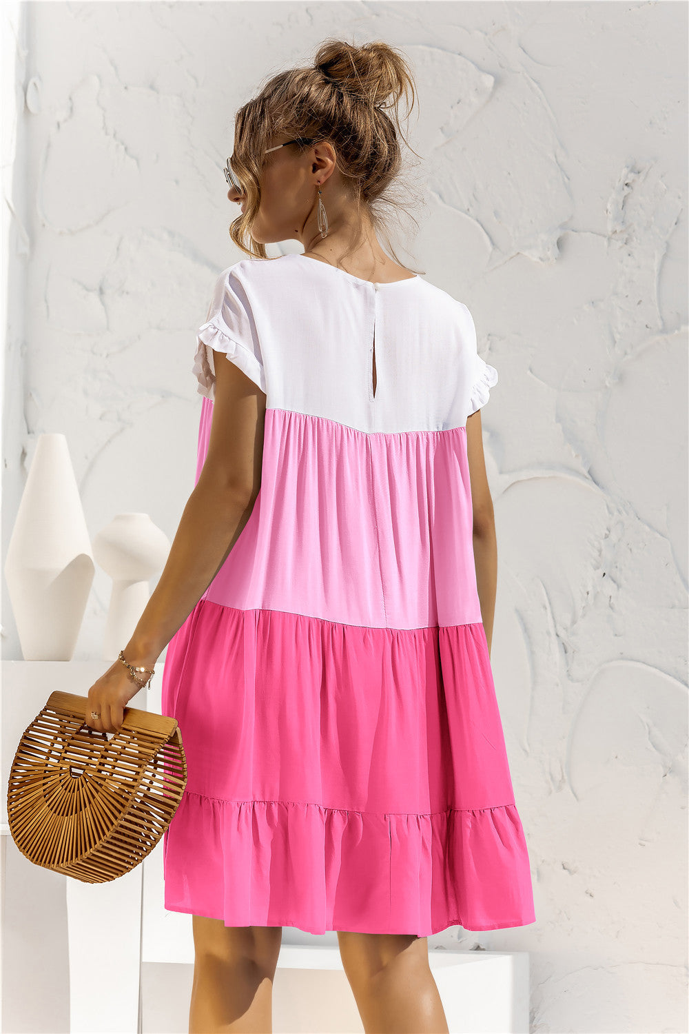 Summer Color Block Loose Fit Short Dress