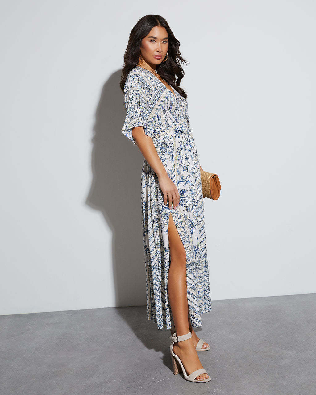 Summer Floral Print V-Neck Sleeveless Maxi Dress