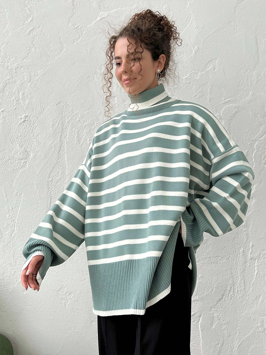 Women's Striped Turtleneck Sweater