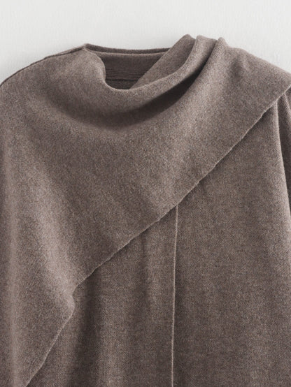 Spring Asymmetrical Scarf Short Loose Knit Coat Jacket