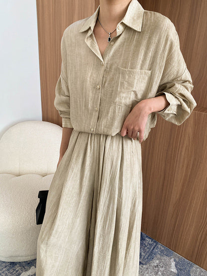 Tencel Lyocell Tie-Dye Relaxed Shirt & Culottes Two-Piece Set