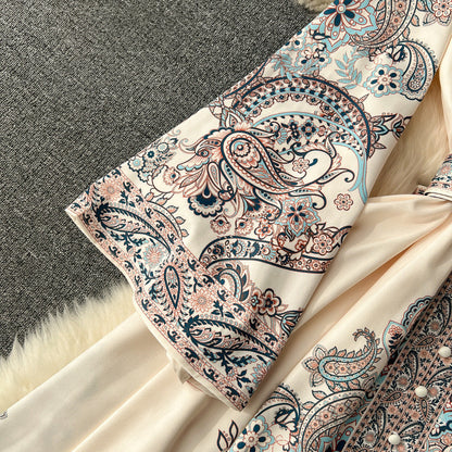 Elegant Floral Designed Trumpet Sleeves Long Dresses