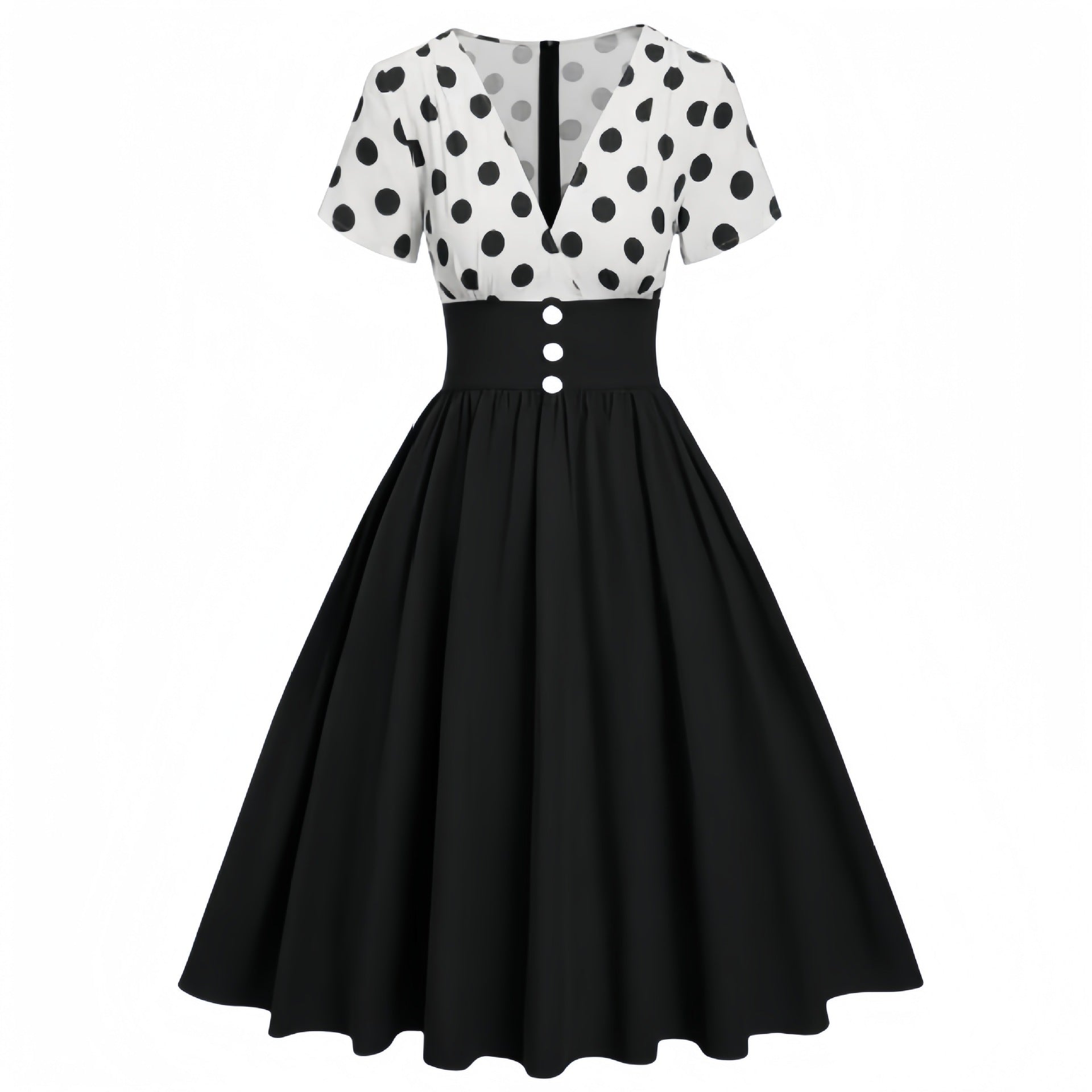 Polka Dot Contrast Panel Dress