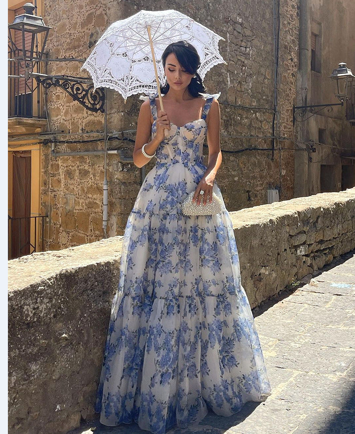 Elegant Off-Shoulder Long Chiffon Dress for Women