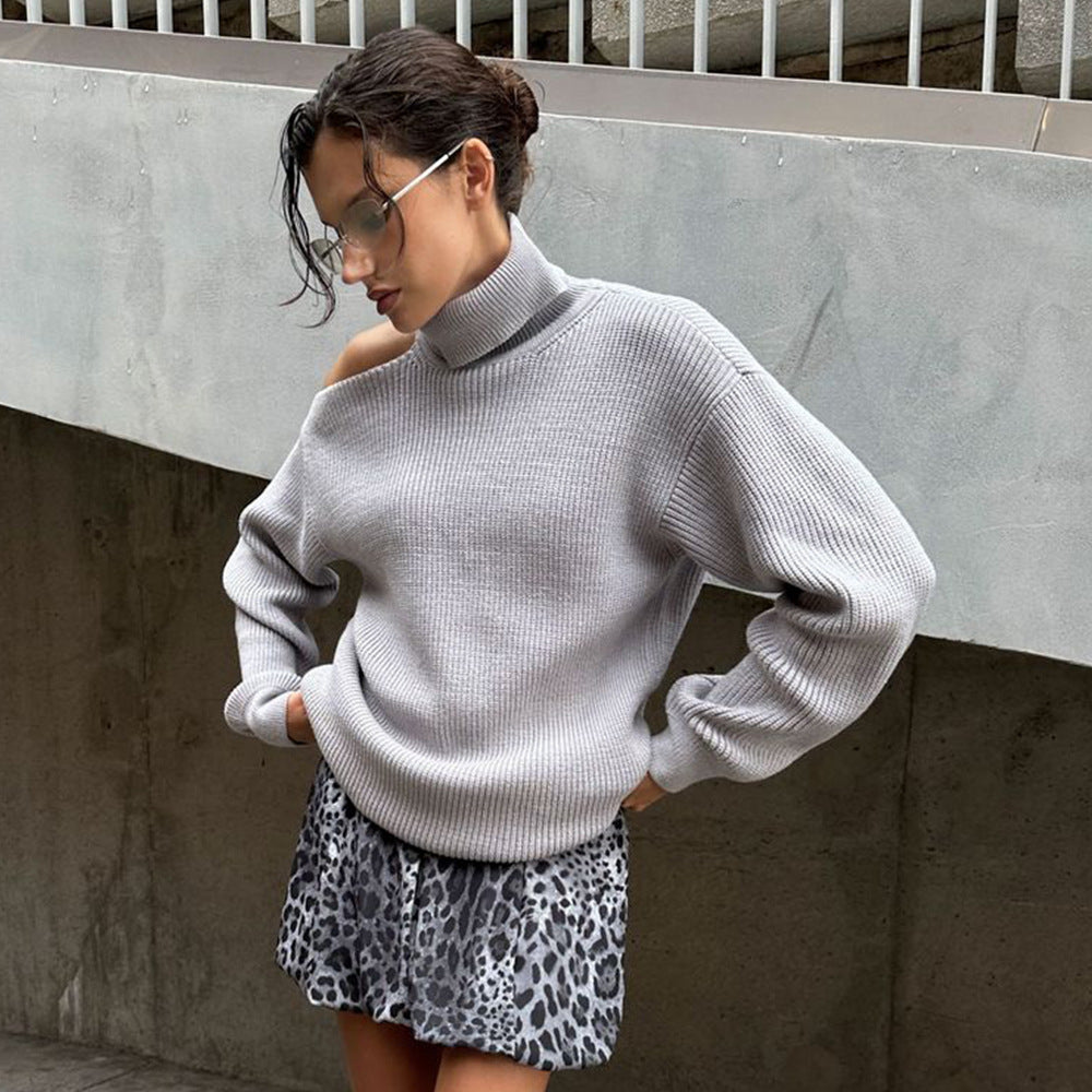 Off-the-Shoulder Cowl Neck Sweater