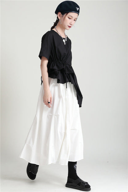 Women's High Waist A-Line Midi Skirt