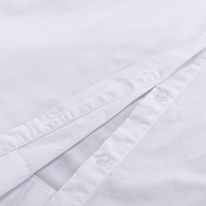 Oversized Fall White Button-Down Cotton Shirt for Women