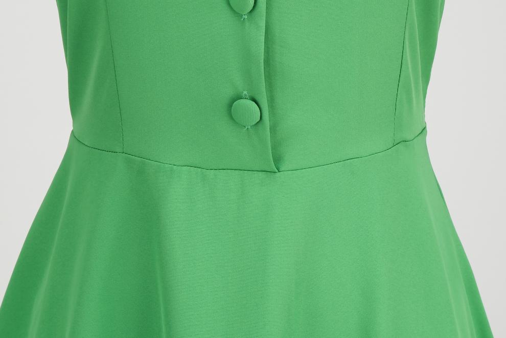 Women's Summer Party Dress with Notch Lapel and Flared Hem