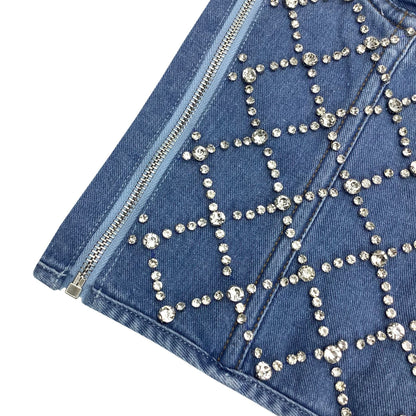 Vintage Diamond Studded Denim Corset Top