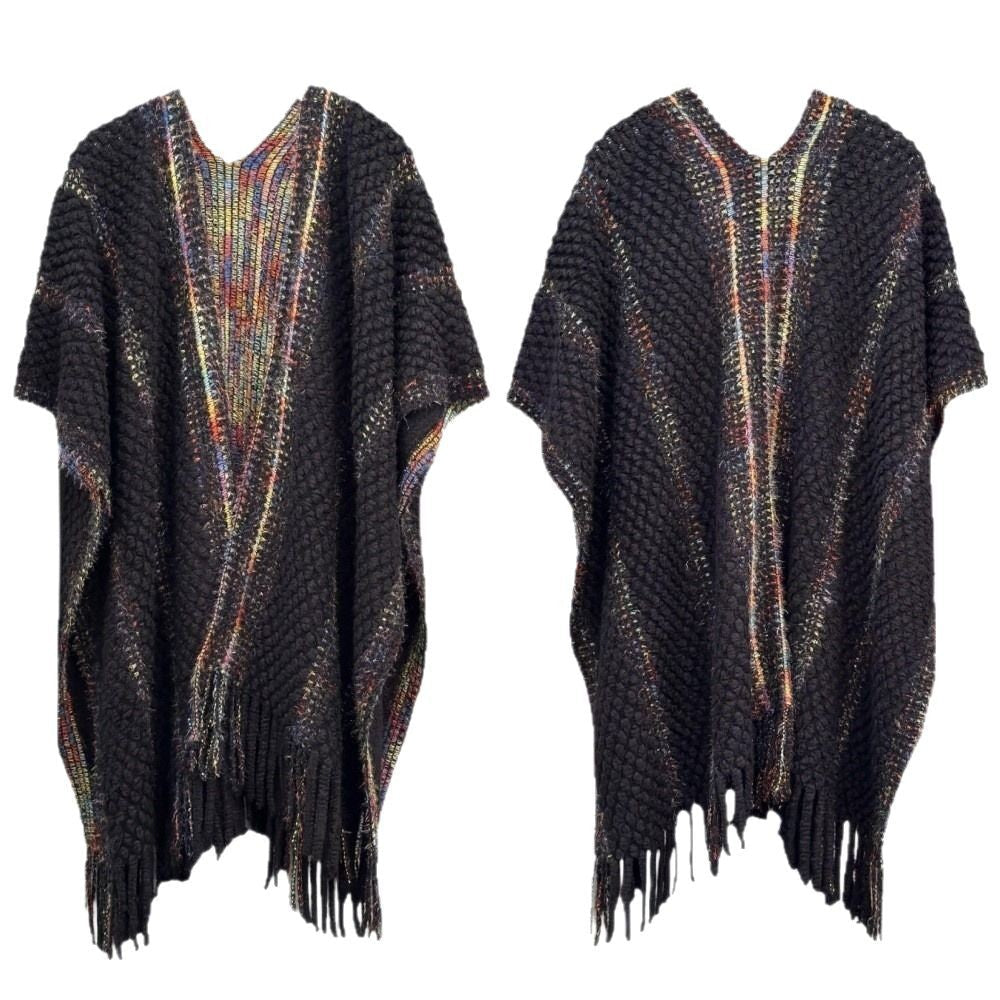 Colorful Popcorn Stitch Knit Shawl