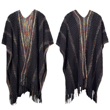 Colorful Popcorn Stitch Knit Shawl