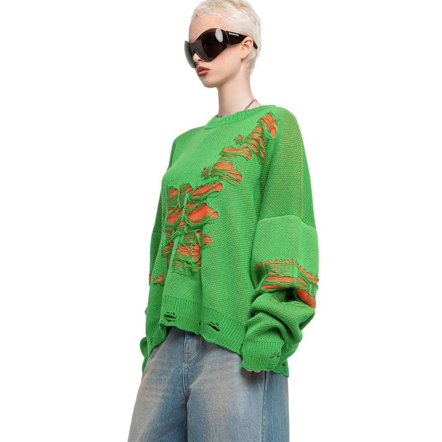Designed Casual Broken Knitted Women Sweaters