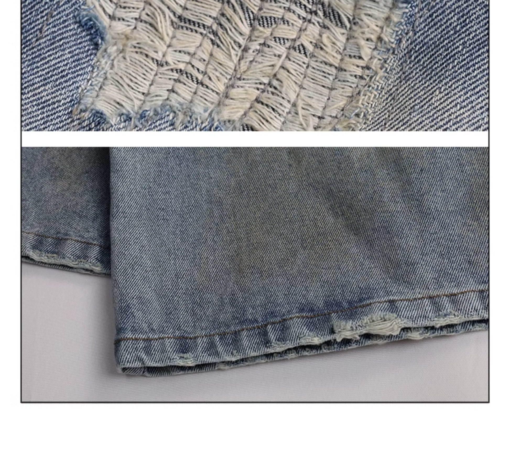 Girlyhalo Women's Retro Washed Distressed Straight-Leg Jeans-S-Blue-Free Shipping Leatheretro