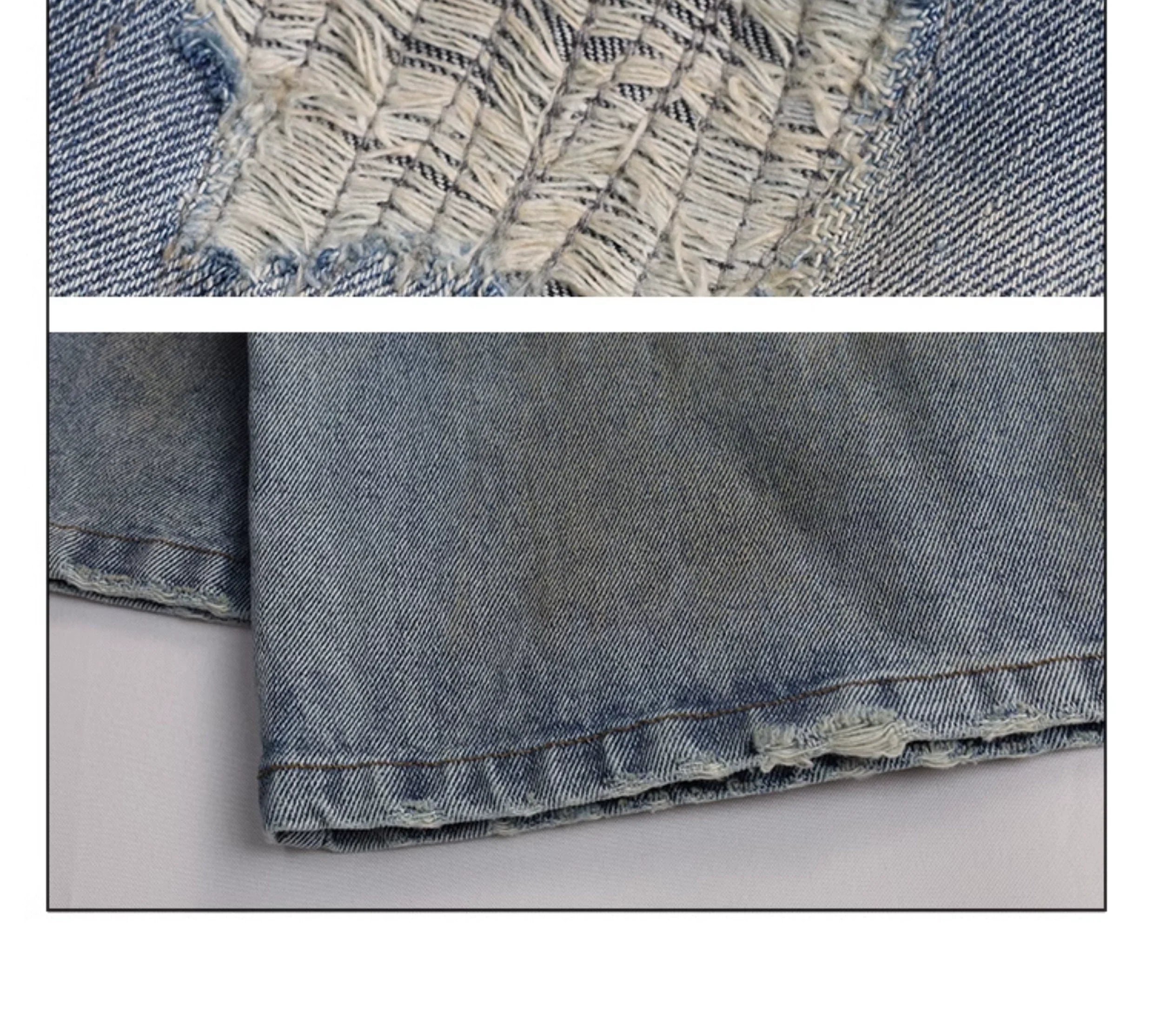 Girlyhalo Women's Retro Washed Distressed Straight-Leg Jeans-S-Blue-Free Shipping Leatheretro