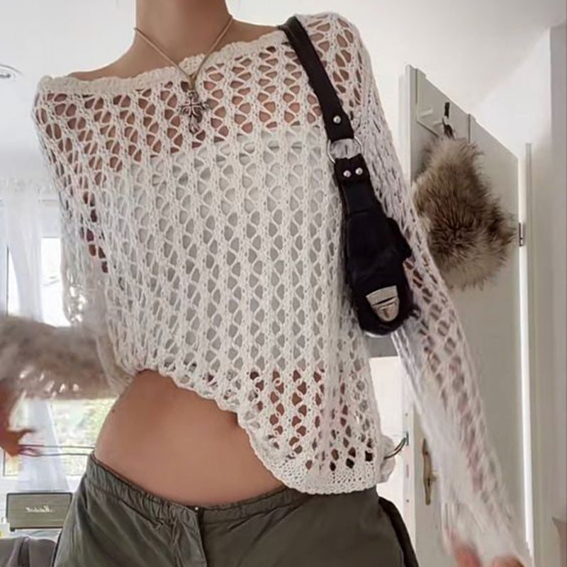 Women's Oversized Mesh Knit Sweater