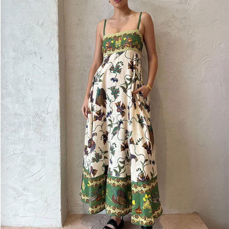 Elegant High-Waist Floral Print Sundress