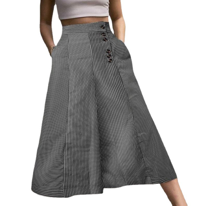 Women's High-Waisted Striped Wide-Leg Pants