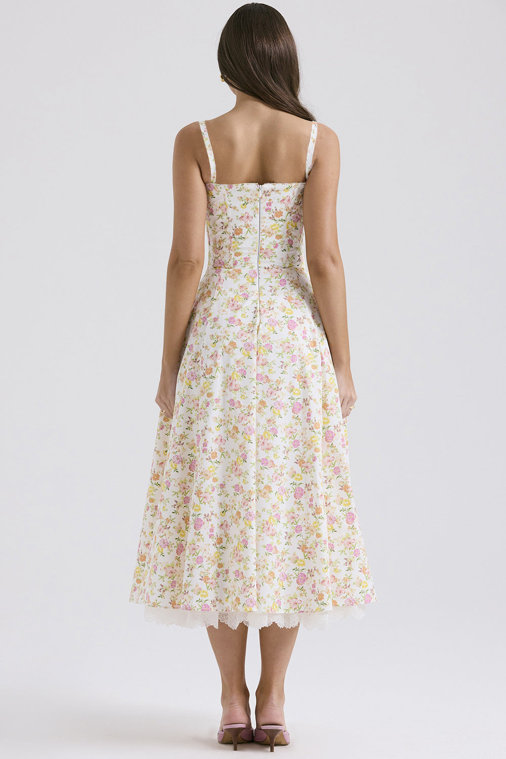 Elegant Floral Print French Summer Dress