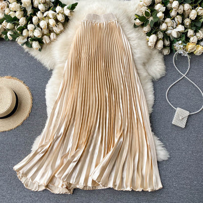 Luxury Heavy-Duty Pleated Midi A-Line Skirt
