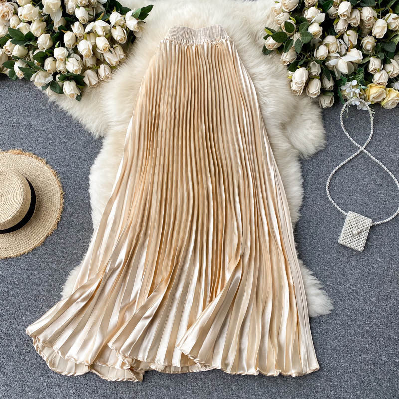 Luxury Heavy-Duty Pleated Midi A-Line Skirt