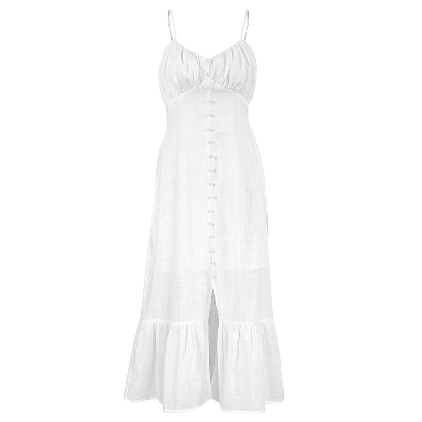Summer Cotton Spaghetti Straps White Mini Dresses