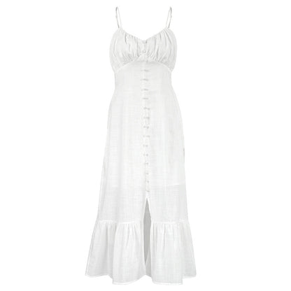 Summer Cotton Spaghetti Straps White Mini Dresses