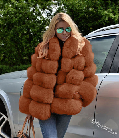 Winter Artificaila Fur Overcoat for Women